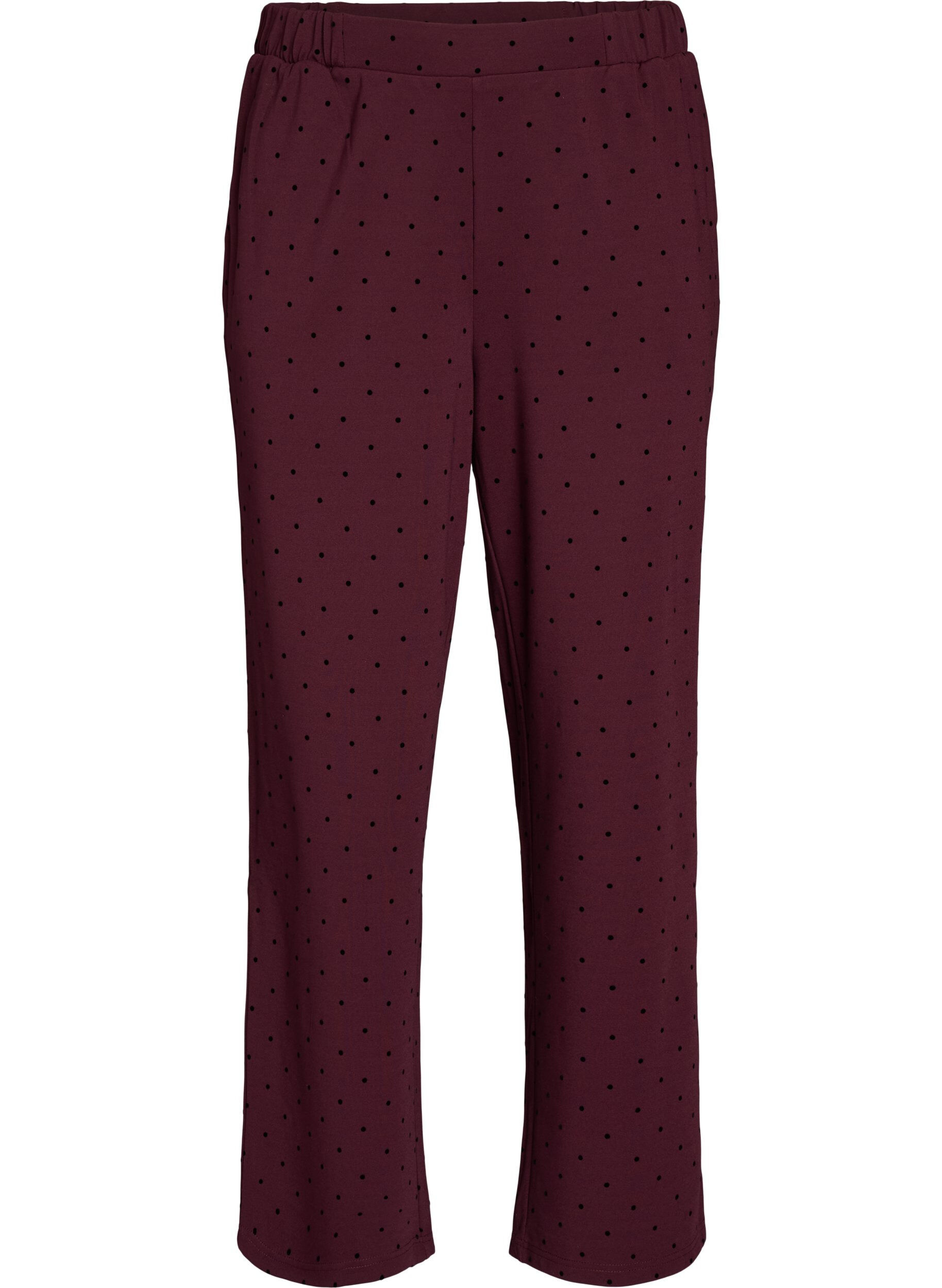 ZizziGepunktete Hose mit hoher Taille und geraden Beinen, Rot, Packshot image number 0