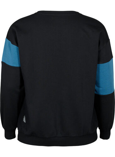 Sweatshirt mit sportlichem Druck, Black Comb, Packshot image number 1