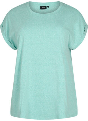 Melange T-Shirt mit kurzen Ärmeln, Turquoise Mél, Packshot image number 0