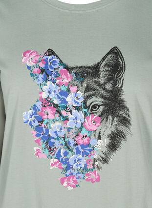 T-Shirt aus Baumwolle mit Print, Silver Blue Wolf, Packshot image number 2