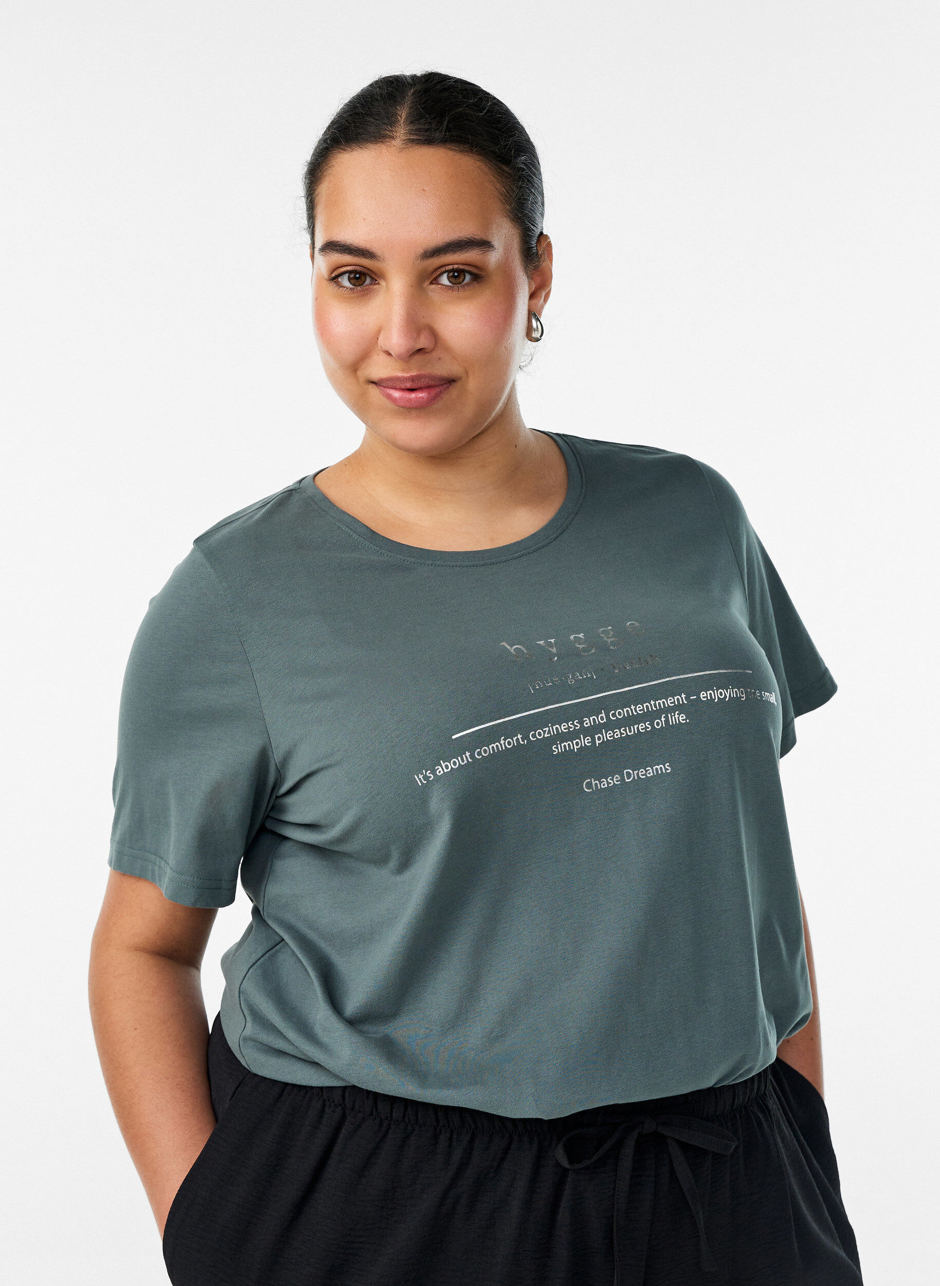 T-Shirt mit Print, Gr&uuml;n, Model