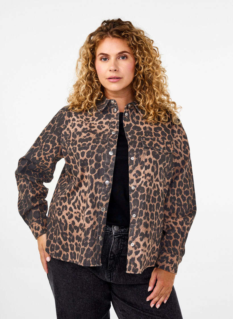 Canvas-Jacke mit Leopardenmuster, Leo AOP, Model image number 0