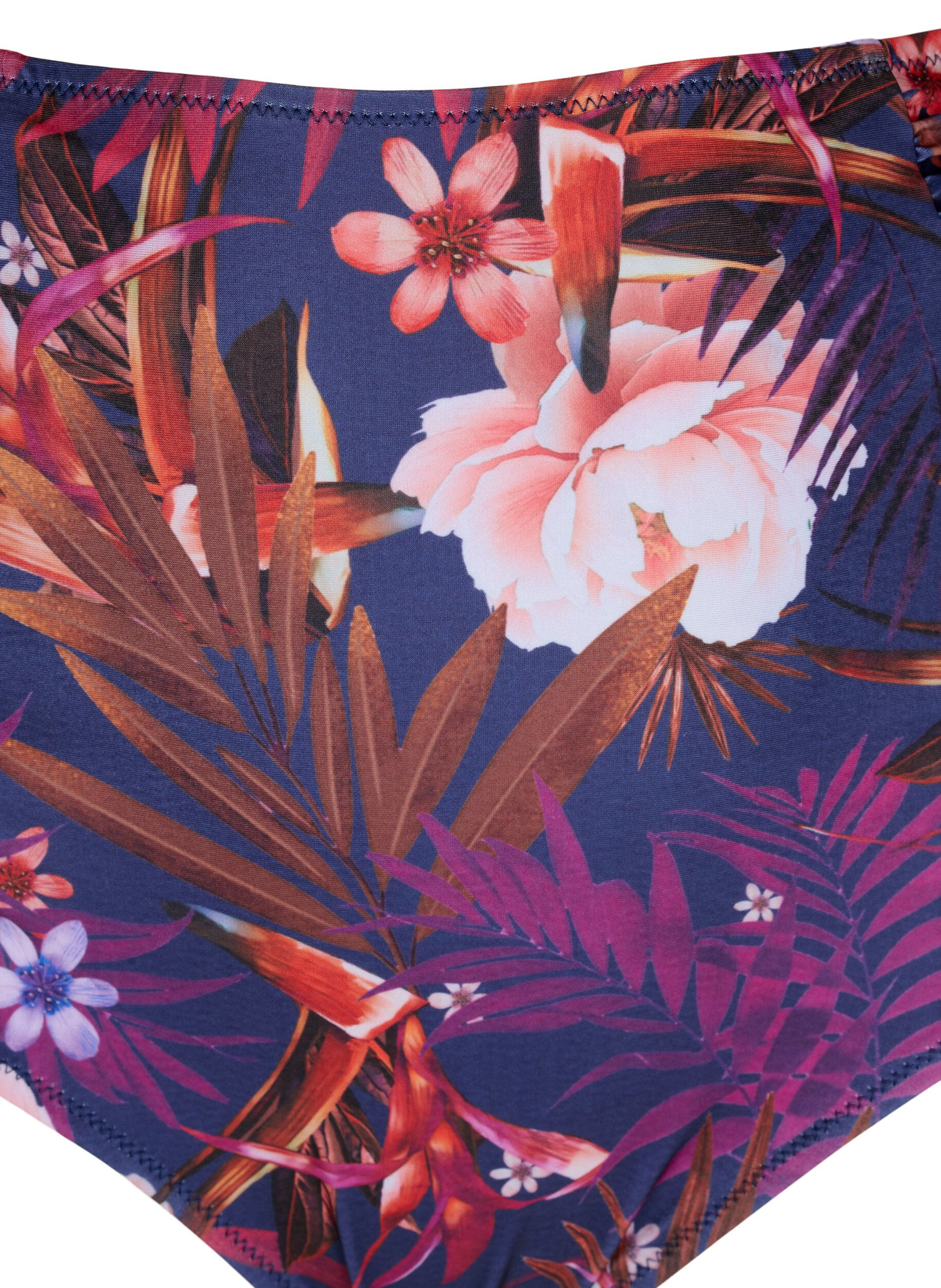 Zizzi Bikini-Unterteil mit Blumenmuster und hoher Taille, Lila, Packshot image number 2