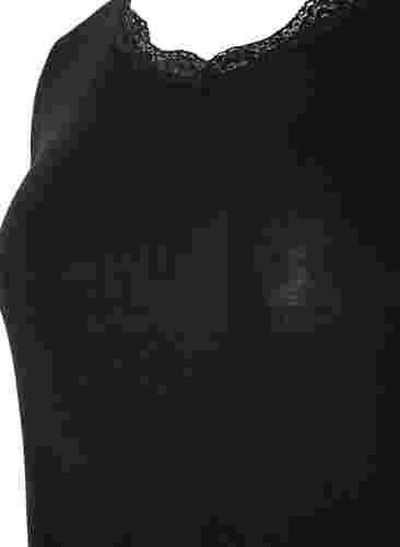 Ripp-Nachthemd mit Spitze, Black, Packshot image number 2