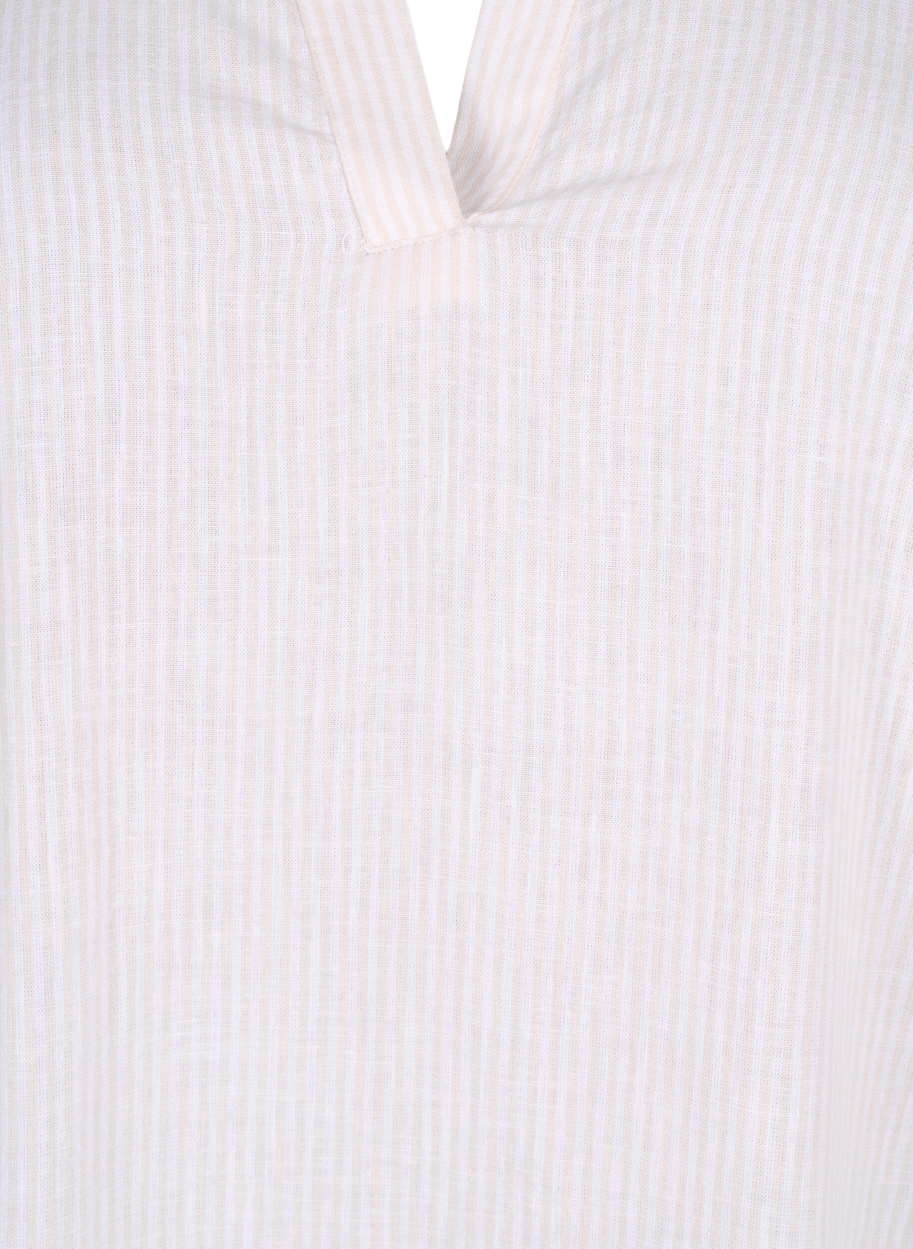 Zizzi Gestreiftes Kleid aus Baumwolle und Leinen, Sandshell Wh. Stripe, Packshot image number 2