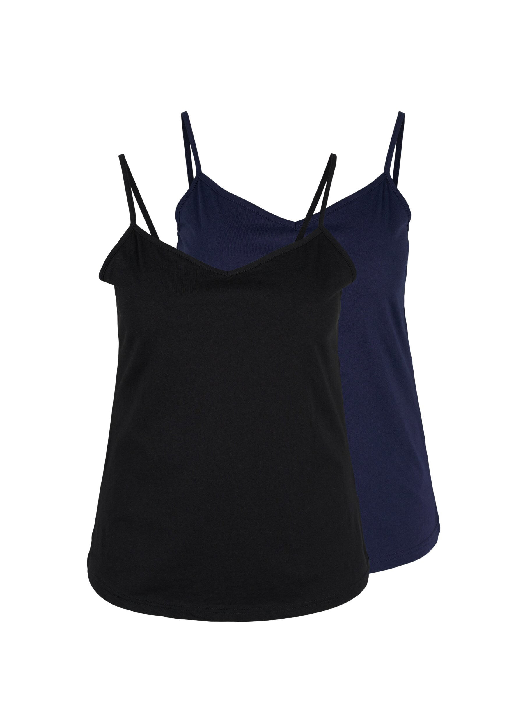 Zizzi 2er-Pack Basic-Top aus Baumwolle, Black/Navy B, Packshot image number 0