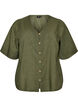 Kurz&auml;rmelige Bluse aus Baumwolle mit V-Ausschnitt, Gr&uuml;n, Packshot image number 0