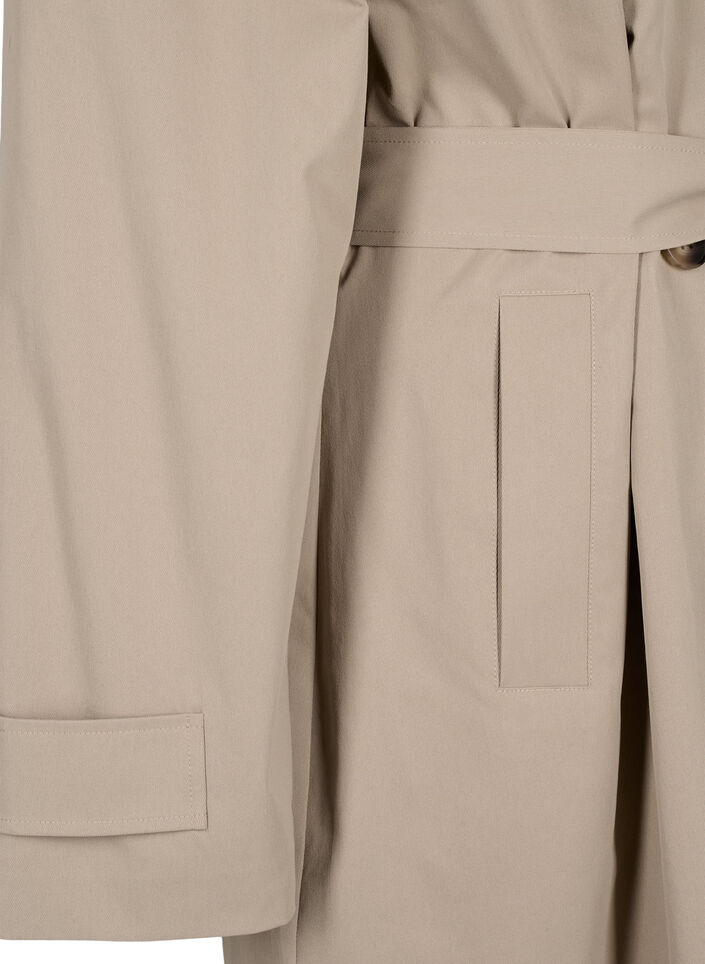 Klassischer langer Trenchcoat mit Gürtel, Chinchilla, Packshot image number 3