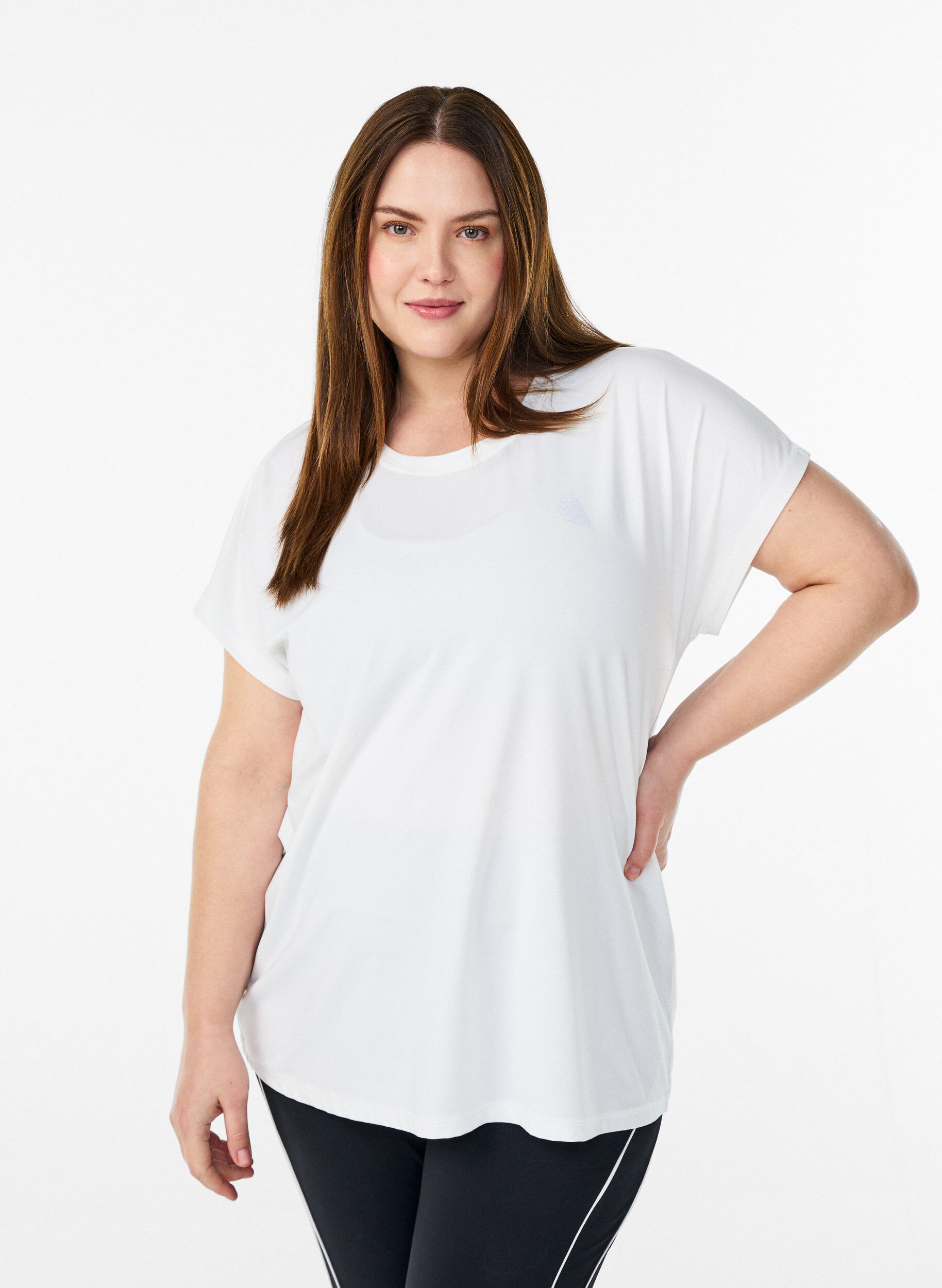 ZizziEinfarbiges Trainings-T-Shirt, Wei&szlig;, Model image number 0