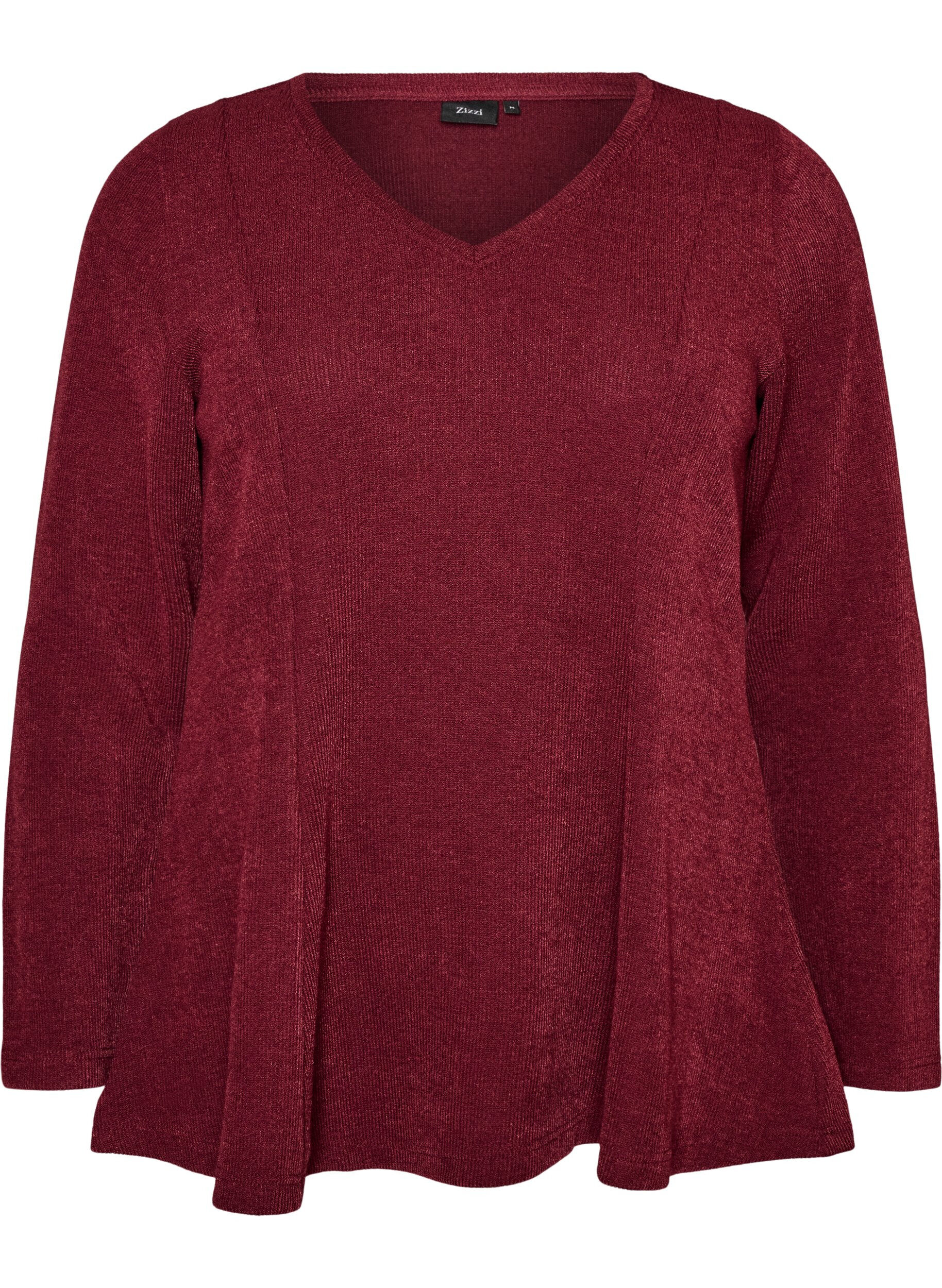 ZizziBluse aus Jersey mit gerippter Struktur und A-Linien-Passform, Rot, Packshot image number 0