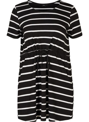 Kurzes Kleid, Black w. white stripes , Packshot image number 0