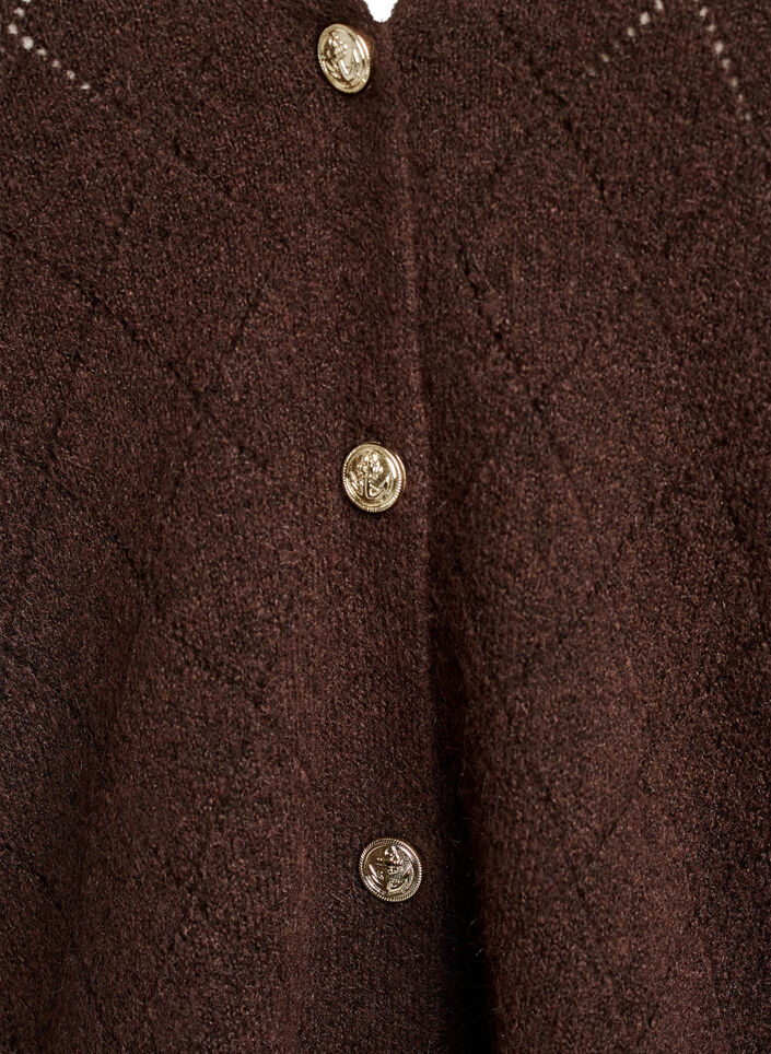 Strickjacke mit Harlekinmuster und V-Ausschnitt, Braun, Packshot image number 2