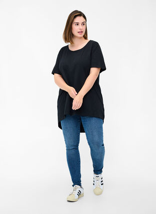 Kurzarm T-Shirt aus Baumwolle, Black, Model image number 2