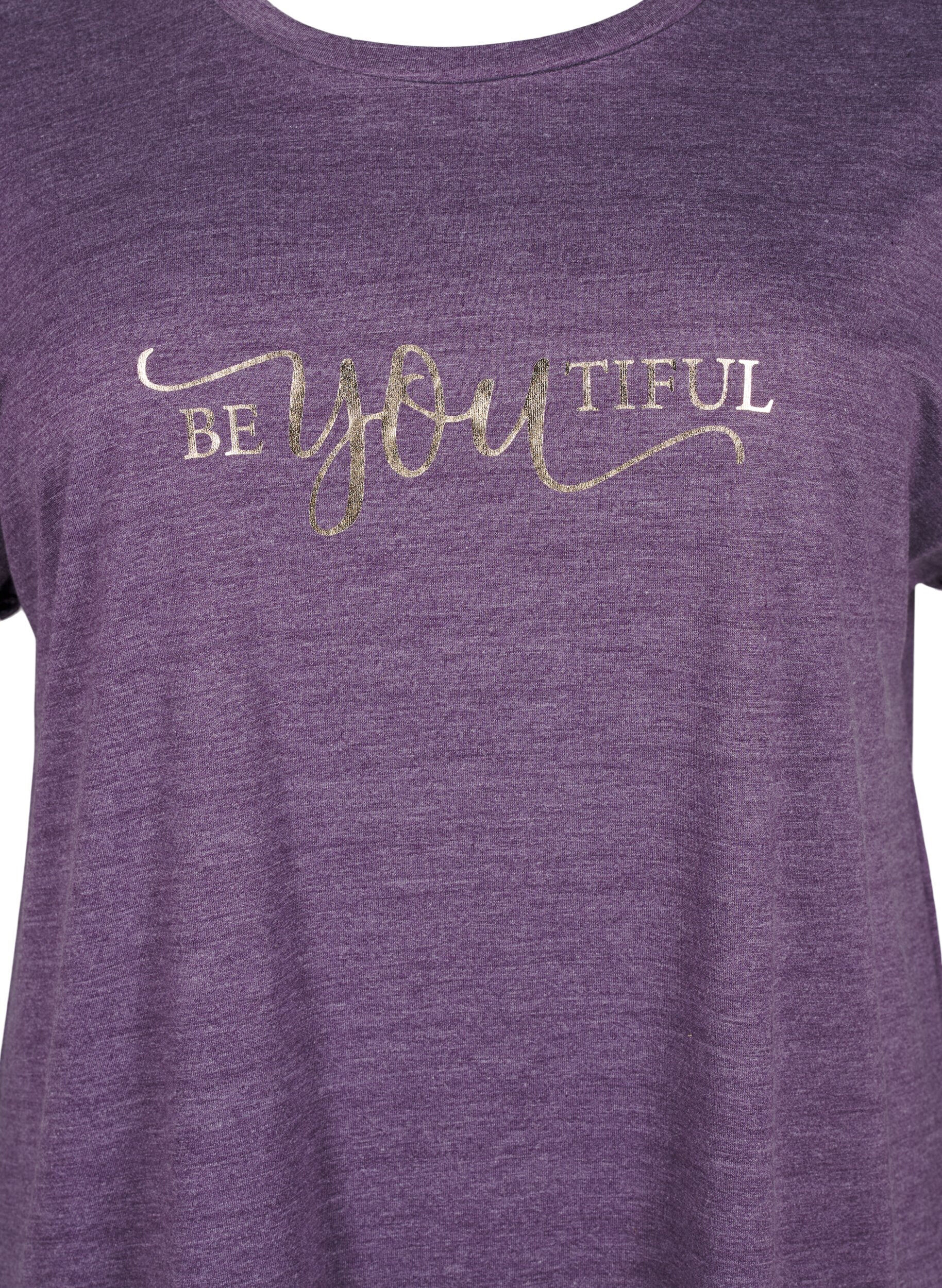 Zizzi Kurz&auml;rmliges Nachthemd mit Textdruck, , Packshot image number 2