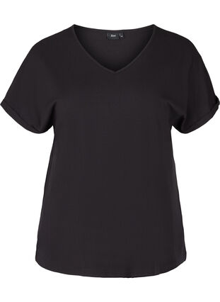 T-Shirt mit V-Ausschnitt, Black, Packshot image number 0