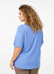 Kurz&auml;rmelige, gewebte Bluse mit Rundhals, Blau, Model image number 2