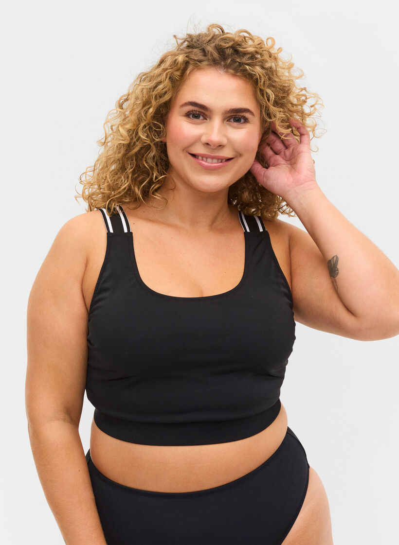 Bikinioberteil mit gestreiften Schulterträgern, Black, Model image number 0