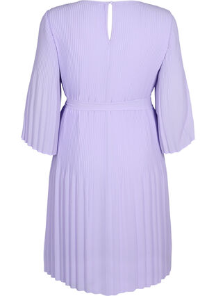 Plissiertes Kleid mit 3/4-Ärmeln, Lavender, Packshot image number 1