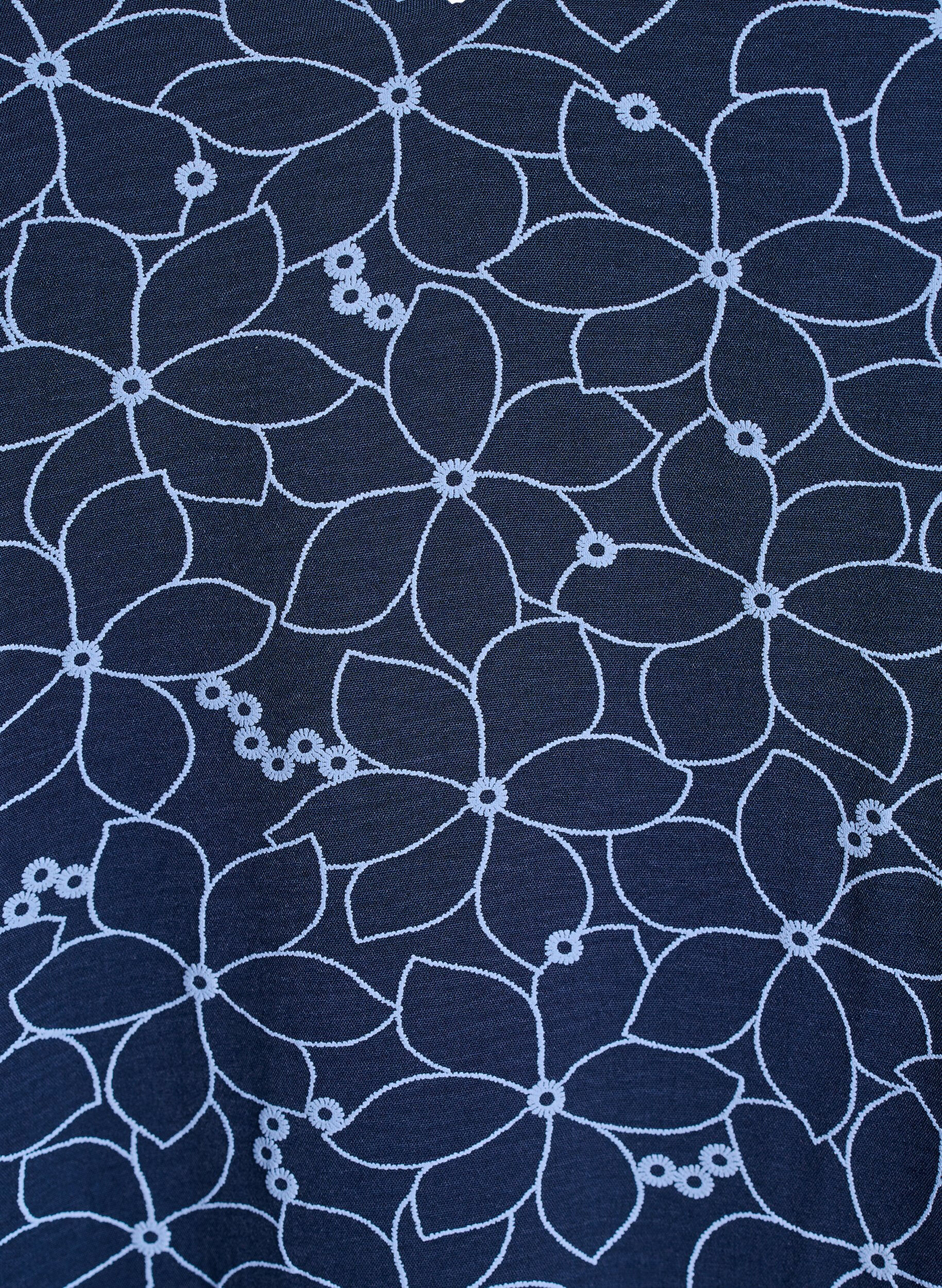 Zizzi Bestickte Tunika mit  Blumenmuster und 3/4-&Auml;rmeln, Blau, Packshot image number 2