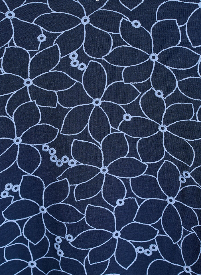 Tunika mit besticktem Blumenmuster und 3/4-Ärmeln, Blau, Packshot image number 2