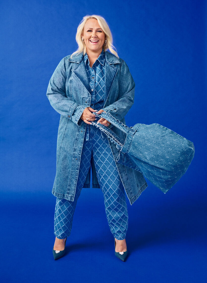 Denim-Trenchcoat mit Gürtel, Blue Denim, Image image number 0