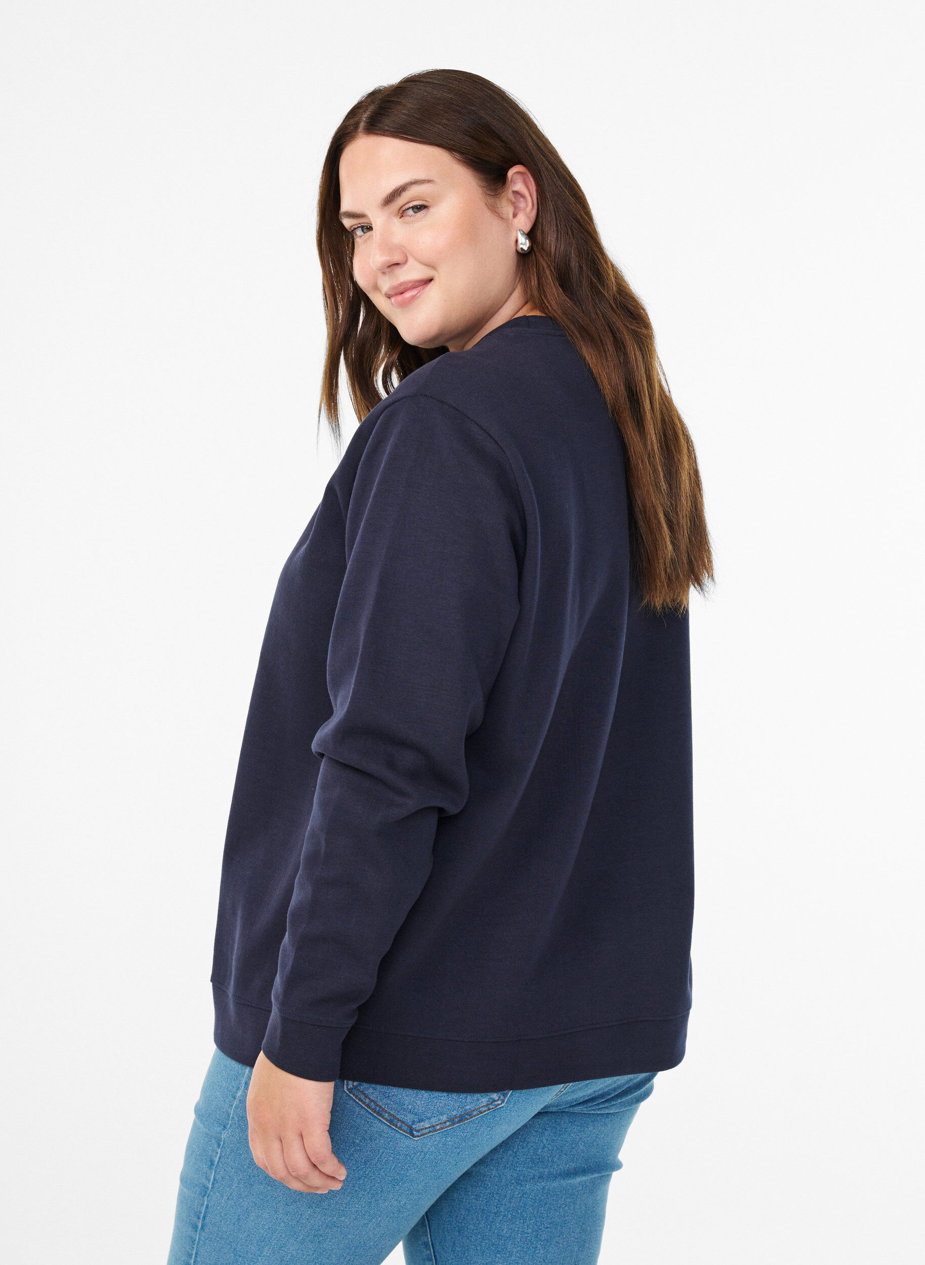 Zizzi FLASH - Sweatshirt mit Rundhalsausschnitt, Blau, Model image number 2