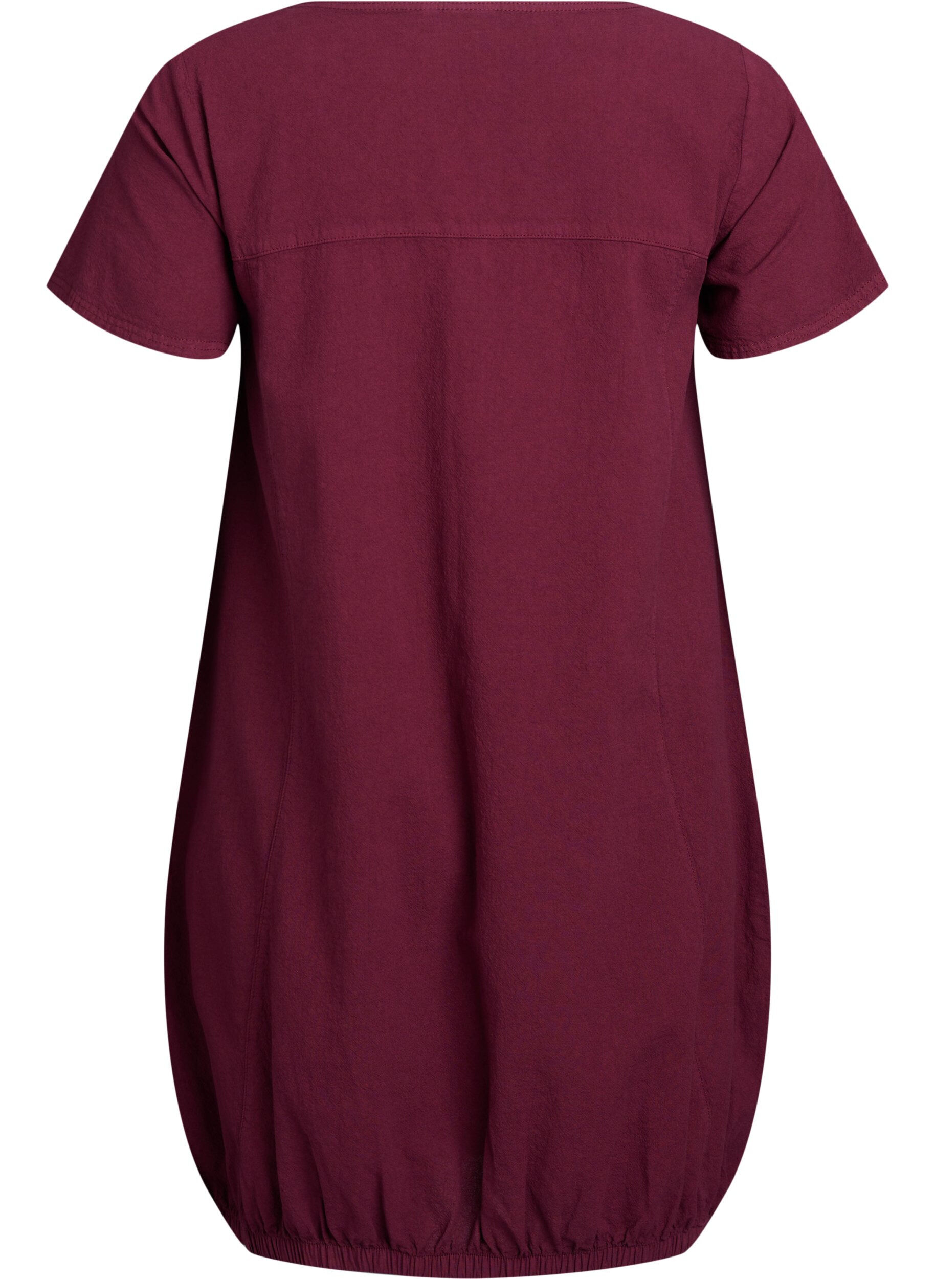 Zizzi Baumwollkleid mit kurzen &Auml;rmeln, Dunkles Bordeaux, Packshot image number 1