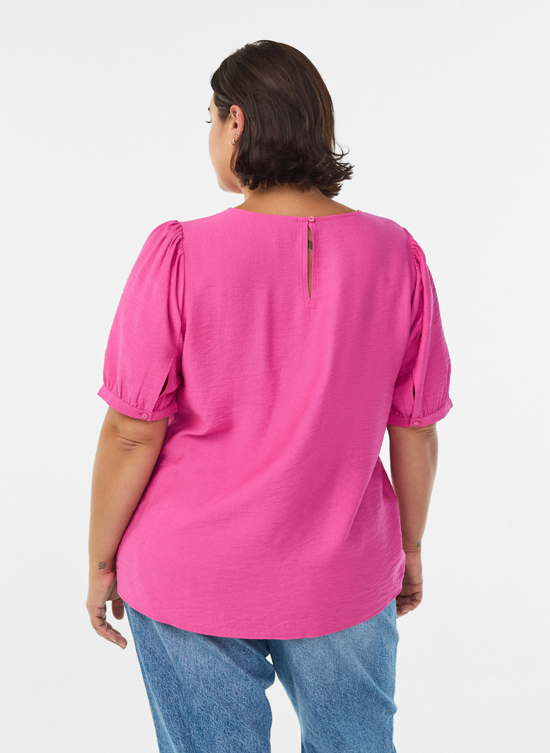 Zizzi Bluse aus Viskose mit halben &Auml;rmeln, Rot, Model image number 2