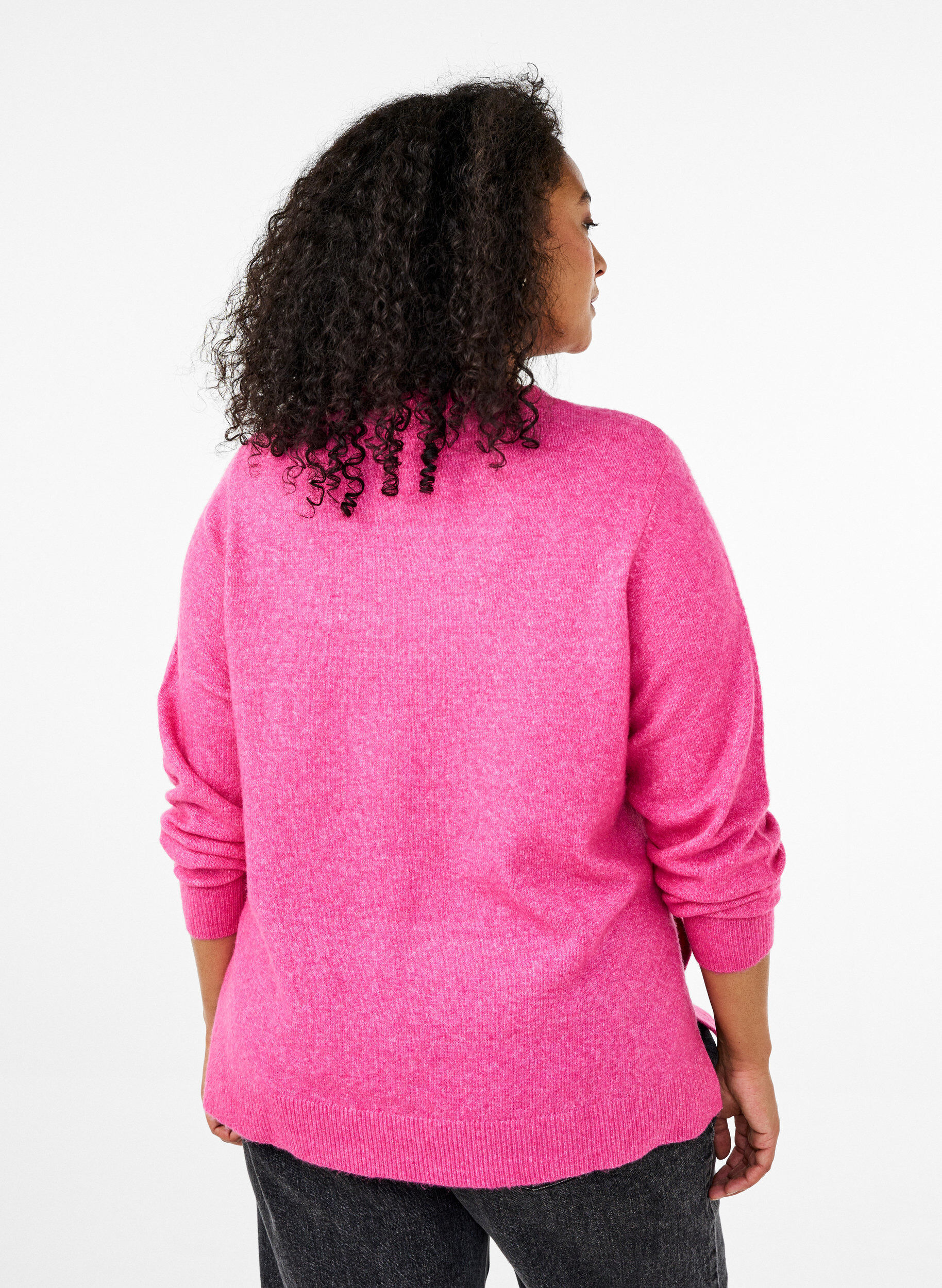 Zizzi Stricktop aus Wolle mit Schlitzen, Raspberry Rose Mel., Model image number 1