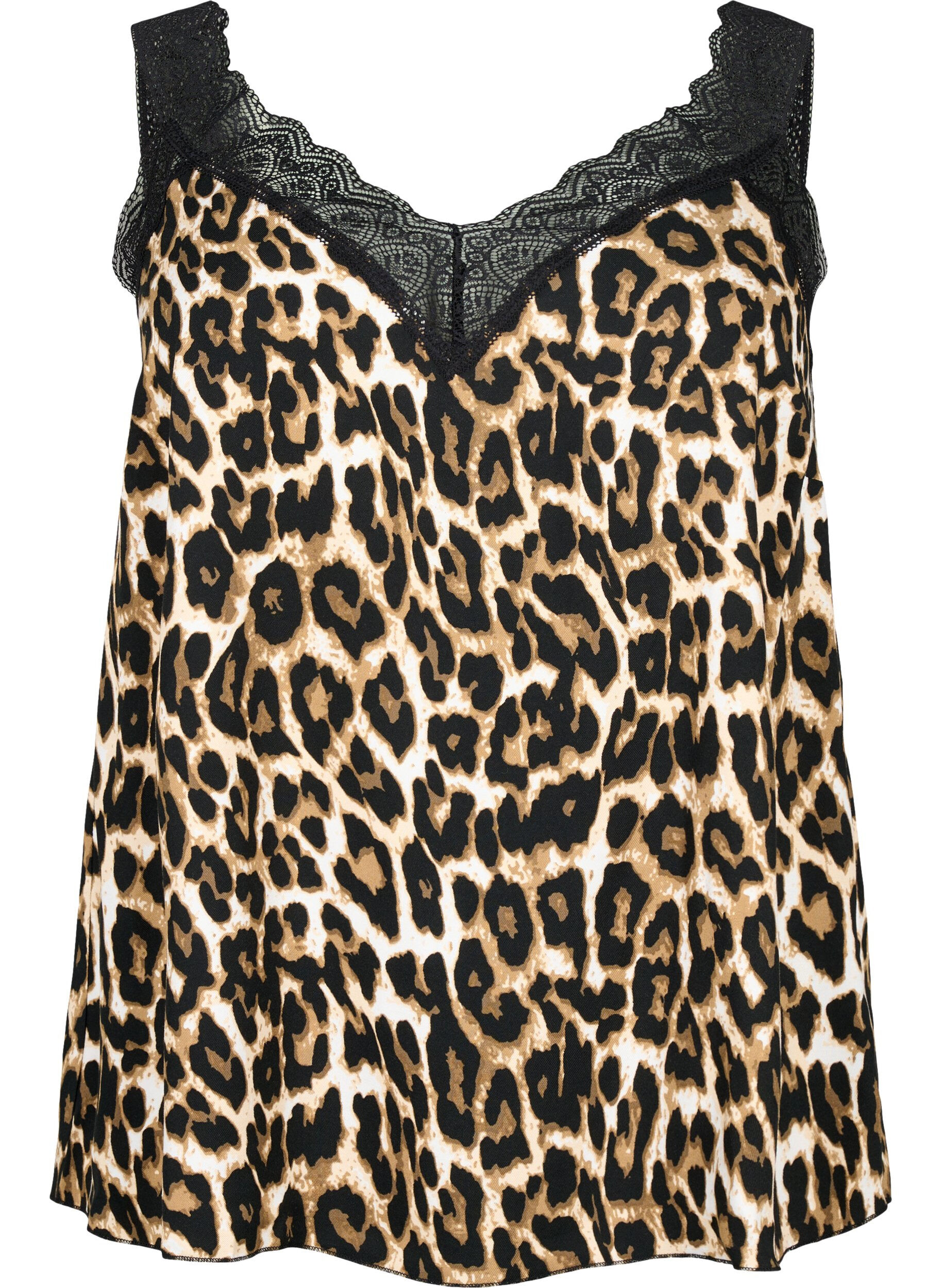 Zizzi Top mit Spitze aus Viskose, Leopard, Packshot image number 0