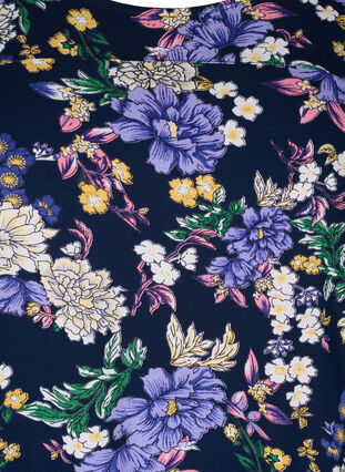 Kurzarm Viskosekleid mit Print, Blue Flower AOP, Packshot image number 2