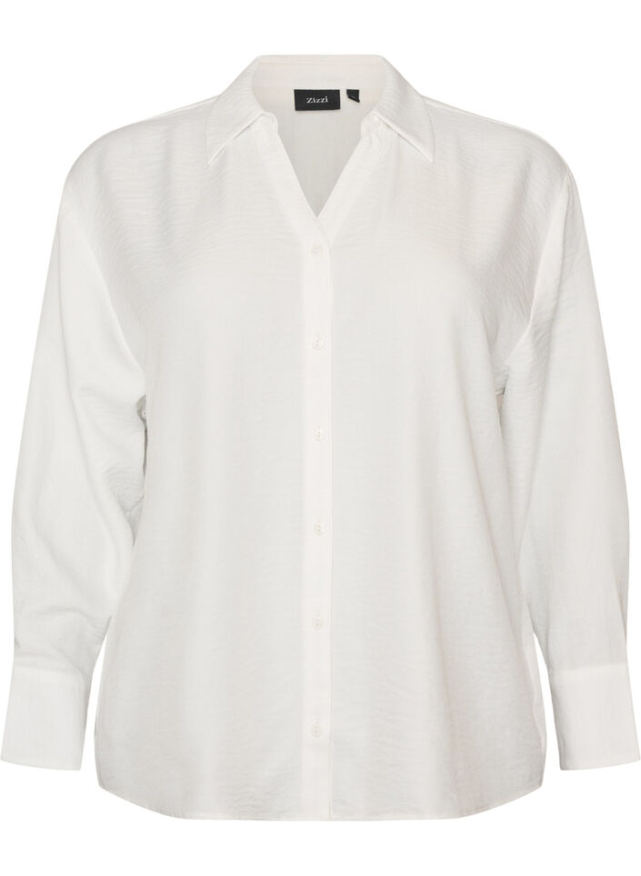 Lockere Bluse mit V-Ausschnitt, Wei&szlig;, Packshot image number 0
