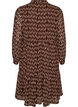Kleid mit Allover-Muster und einer Volantlage, Braun, Packshot image number 1