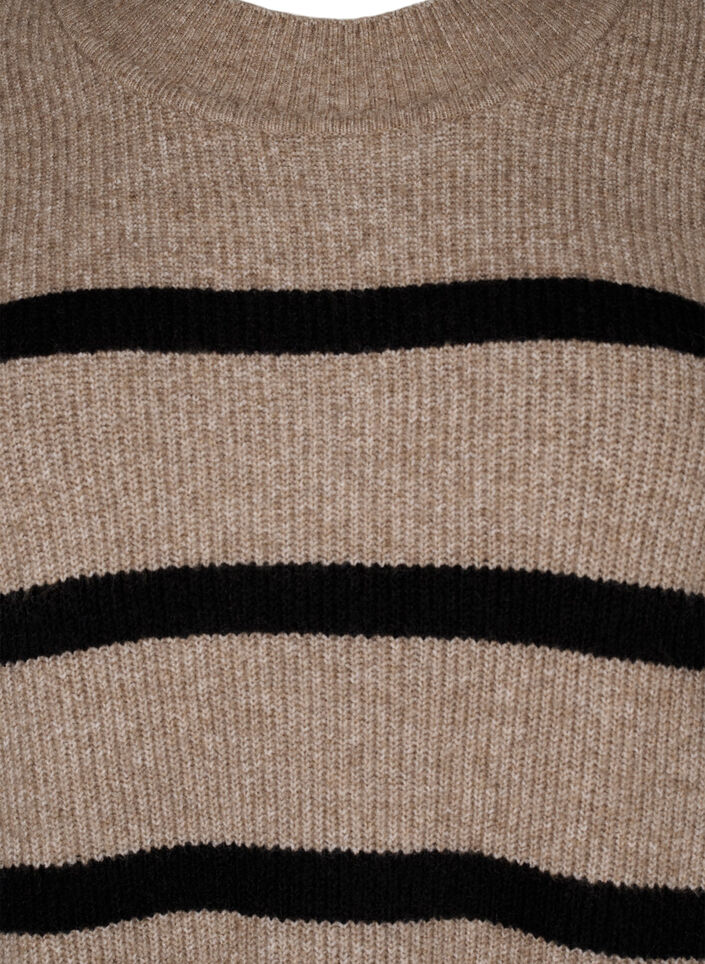 Strickkleid mit langen Ärmeln und Streifen, Desert Taupe Comb, Packshot image number 2