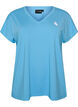Lockeres Trainings-T-Shirt mit V-Ausschnitt, Blau, Packshot image number 0