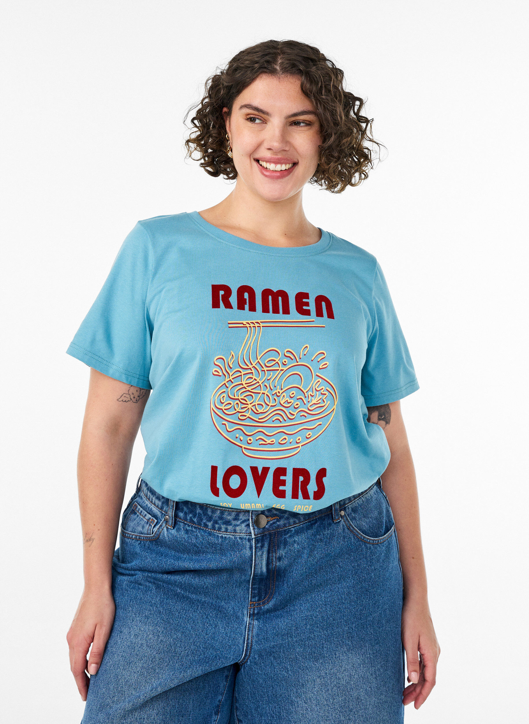 ZizziT-Shirt aus Baumwolle mit Print, Blau, Model image number 0