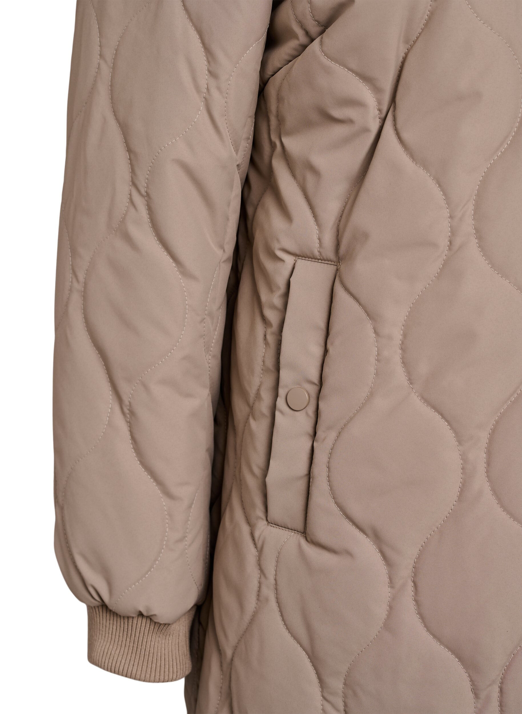 ZizziMittellange Steppjacke mit Kapuze, Braun, Packshot image number 3