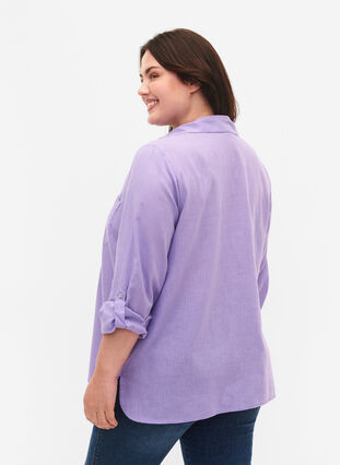 Hemdbluse mit Knopfverschluss aus Baumwoll-Leinen-Gemisch, Lavender, Model image number 1