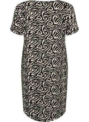 Bedrucktes Kleid mit kurzen Ärmeln, Black/White Animal, Packshot image number 1