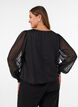 Gestreifte Bluse in Ballonform, Schwarz, Model image number 2