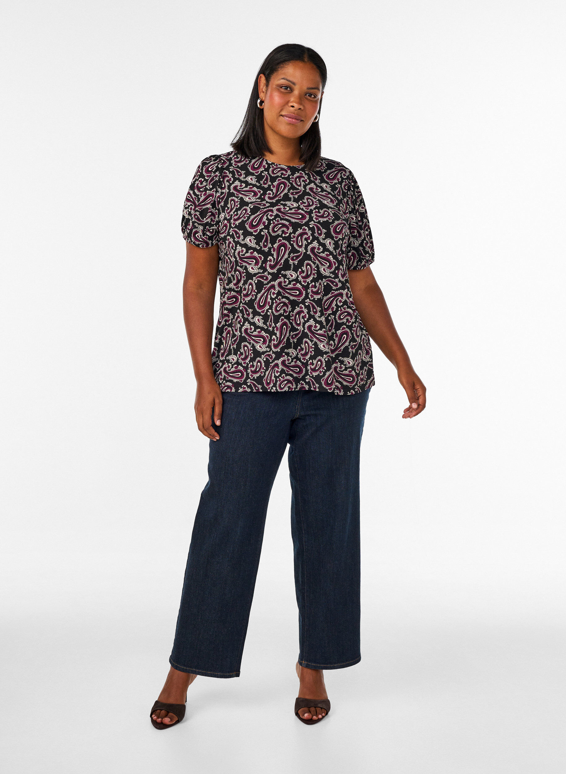 ZizziBluse mit langen &Auml;rmeln und Paisleymuster, Dunkles Bordeaux, Model image number 1