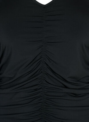 Bluse mit V-Ausschnitt und Drapierung, Black, Packshot image number 2