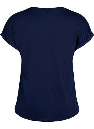 Kurzärmeliges T-Shirt aus einer Baumwollmischung, Navy Blazer, Packshot image number 1