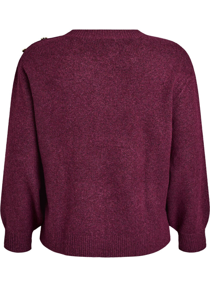 Strickbluse mit Knopfleiste, Dunkles Bordeaux, Packshot image number 1
