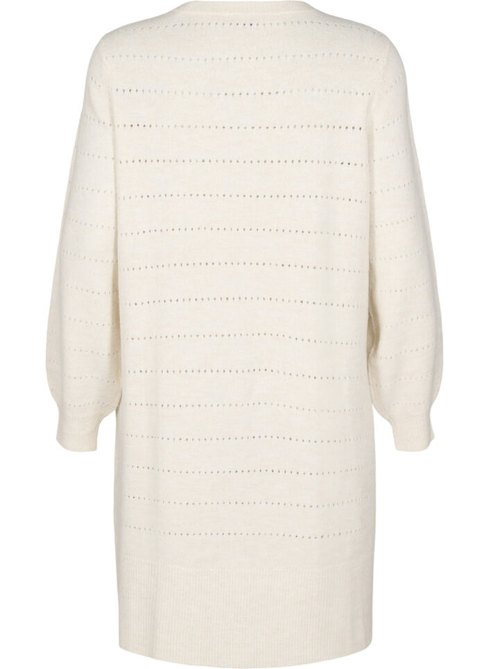 Strickkleid mit Schlitzen und Lochmuster, Birch Mel., Packshot image number 1