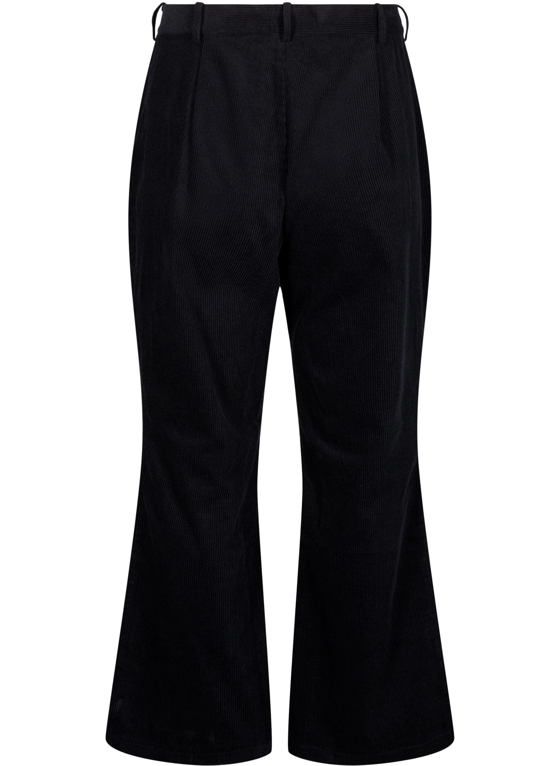 Zizzi Bootcut-Cordhose mit hohem Taille, Schwarz, Packshot image number 1