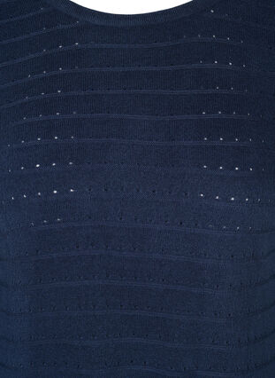 Strickbluse mit strukturiertem Muster und Rundhalsausschnitt, Navy Blazer, Packshot image number 2
