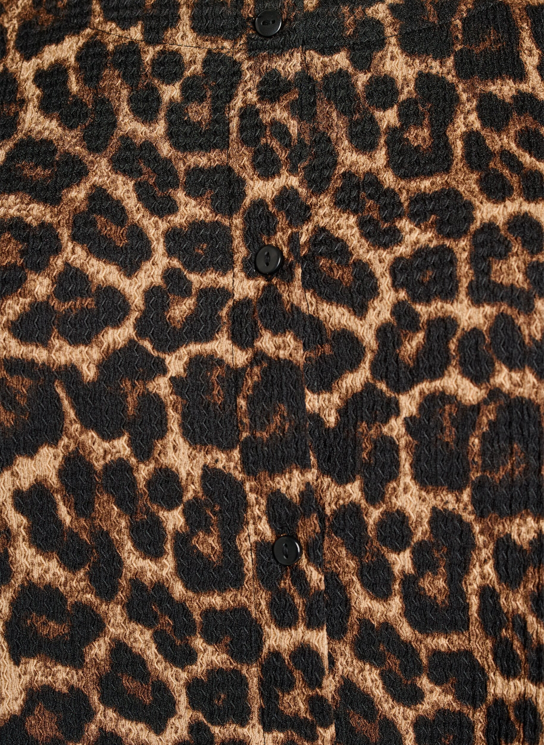 Zizzi Kurz&auml;rmelige Bluse mit Struktur und Knopfleiste, Schwarz, Packshot image number 2