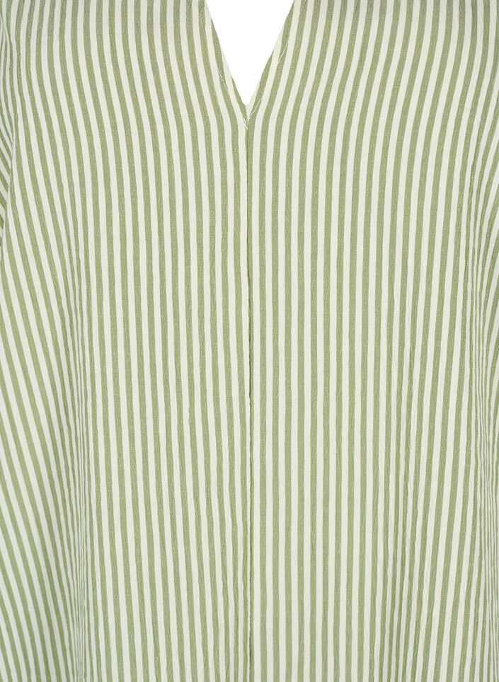 Gestreiftes Kleid mit 3/4-Ärmeln, Green Stripe, Packshot image number 2