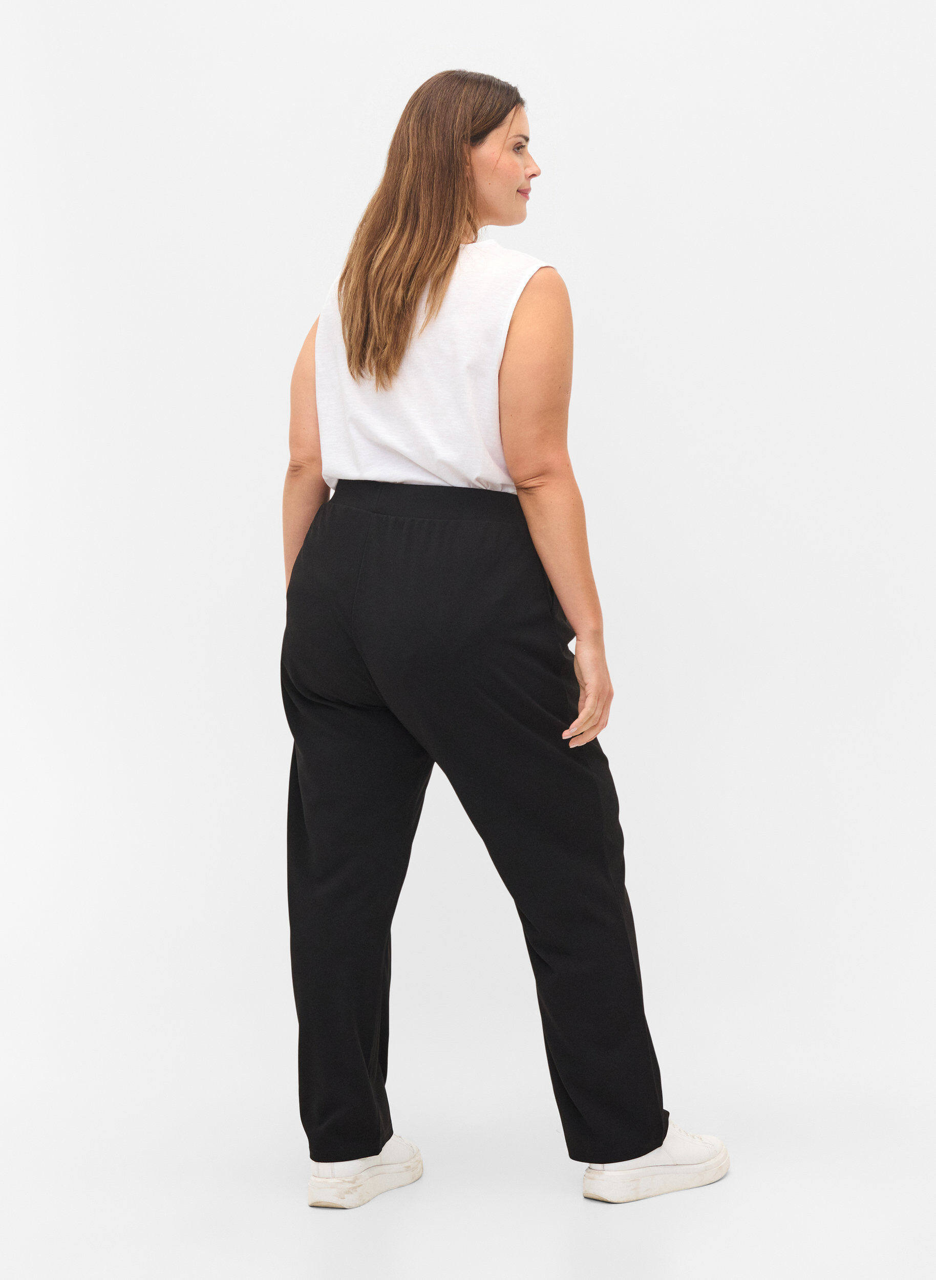 Zizzi Hose mit lockerer Passform und elastischem B&uuml;ndchen, Black, Model image number 1